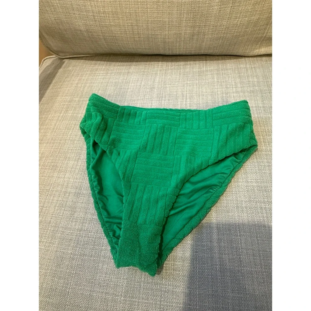 Beach Riot Kids Kelly Green Terry Cloth Basketweave Bikini Bottom Size 7/8